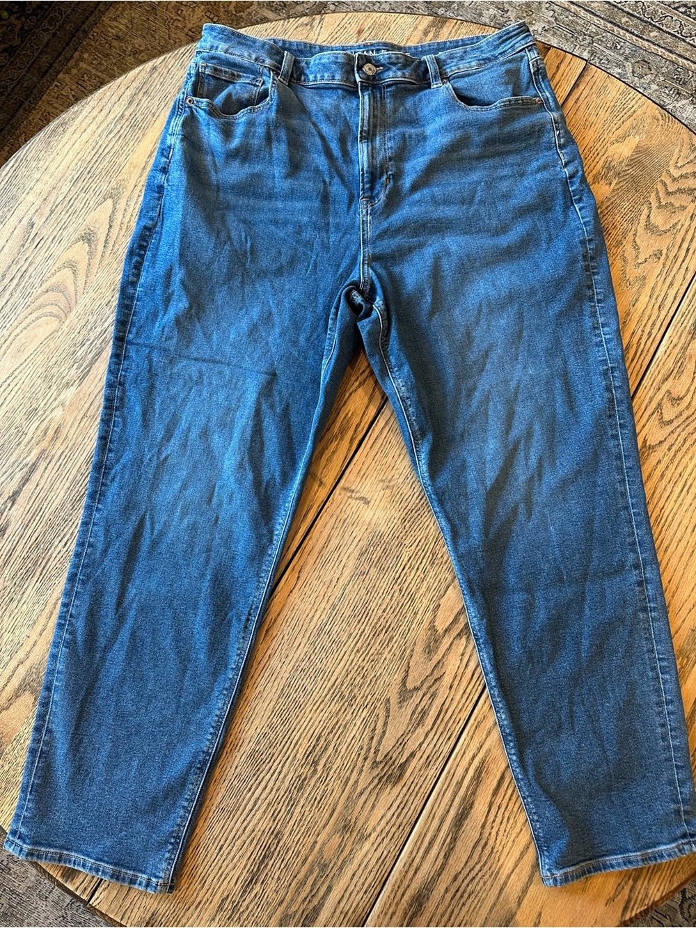 Classic women’s Blue Denim Jeans - Casual high waisted Straight long crop